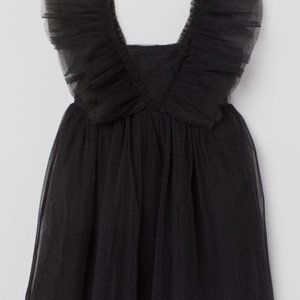 H&M Black Tulle Butterfly Sleeve Girls Dress - 6